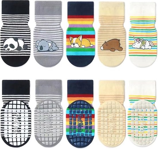 5 Paar Anti-Slip Baby & Kindersokjes - Onzichtbare Sneaker Sokken Met Grip
