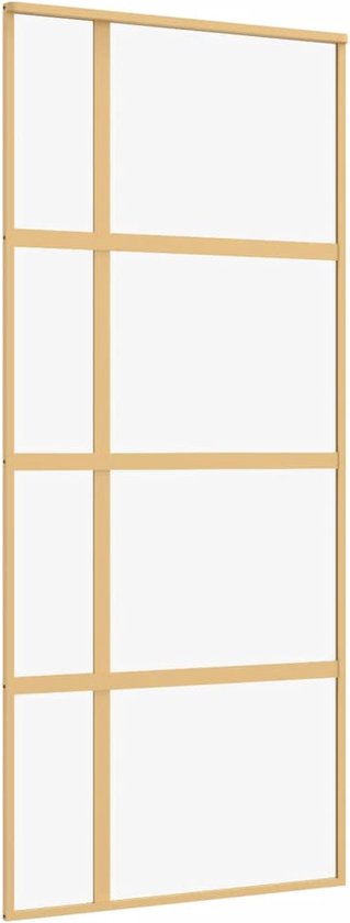 vidaXL - Schuifdeur - 90x205 - cm - helder - ESG-glas - en - aluminium - goudkleurig