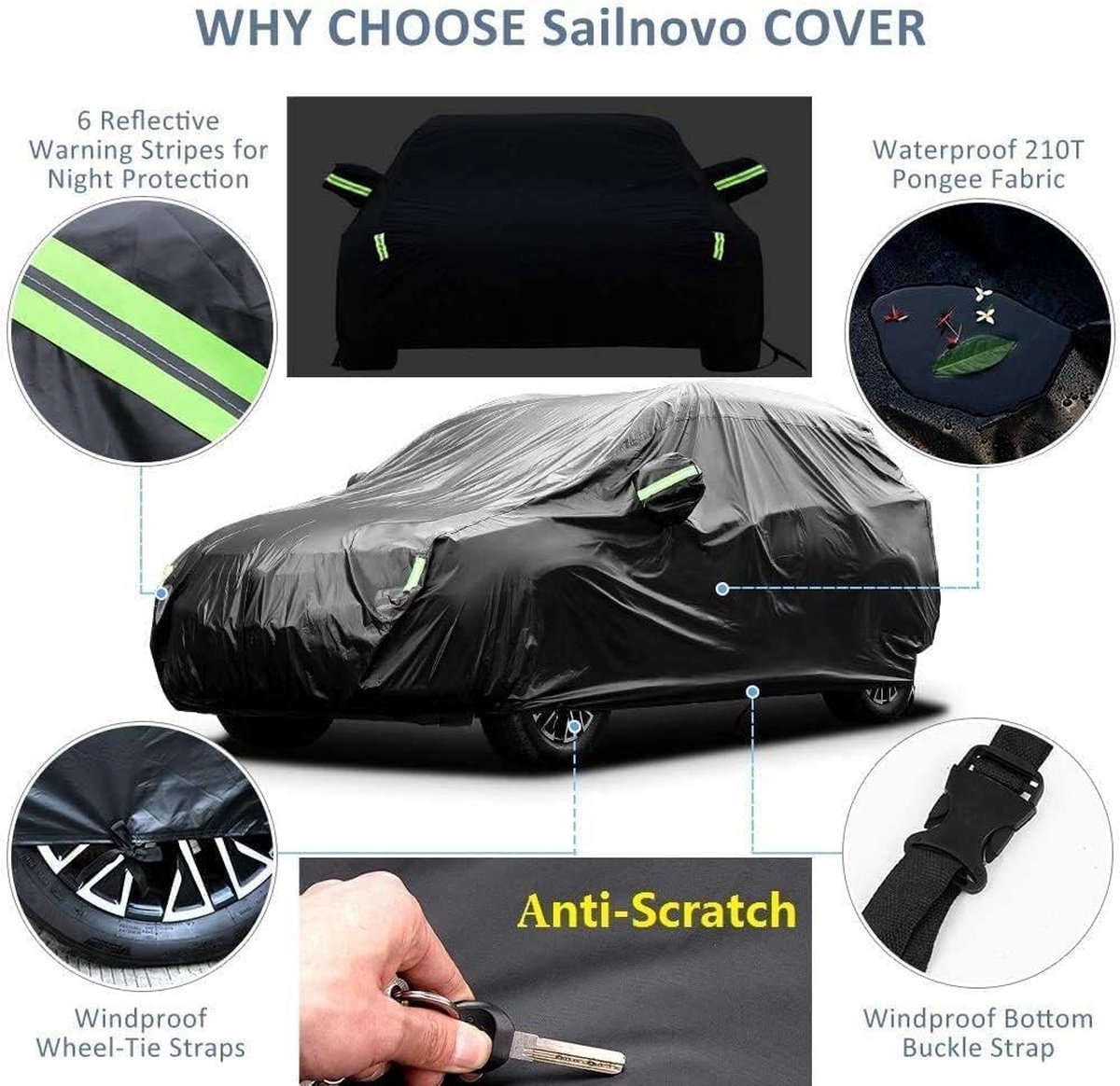 JUDANNA Autohoes, outdoor, waterdicht, geschikt voor 2010-2025, Kia Sportage, zomer, volledige garage, autozeil, afdekzeil, outdoor, afdekking tegen regen, zon, stof, uv-bescherming, zilver