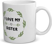 Akyol - i love my sister koffiemok - theemok - Zus - liefste zus - verjaardag - cadeautje voor zus - zus artikelen - kado - geschenk - 350 ML inhoud