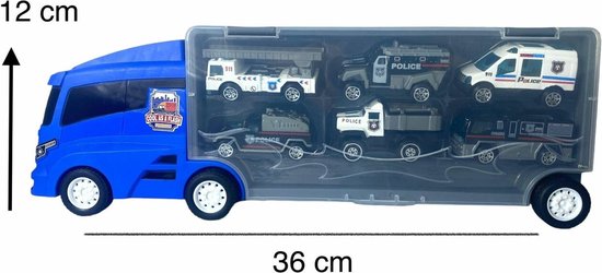 Container Truck - Politie vrachtwagen transporter - 6-delig koffer set - 36.4 cm van Speelgoedman — afbeelding 5