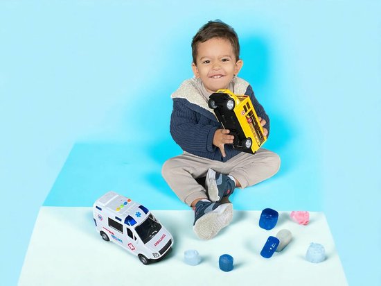 Jouet Bus Enfant Cemirk 1+ An - Lumières/Sons - Mouvement Friction - Portes Ouvertures - Bleu