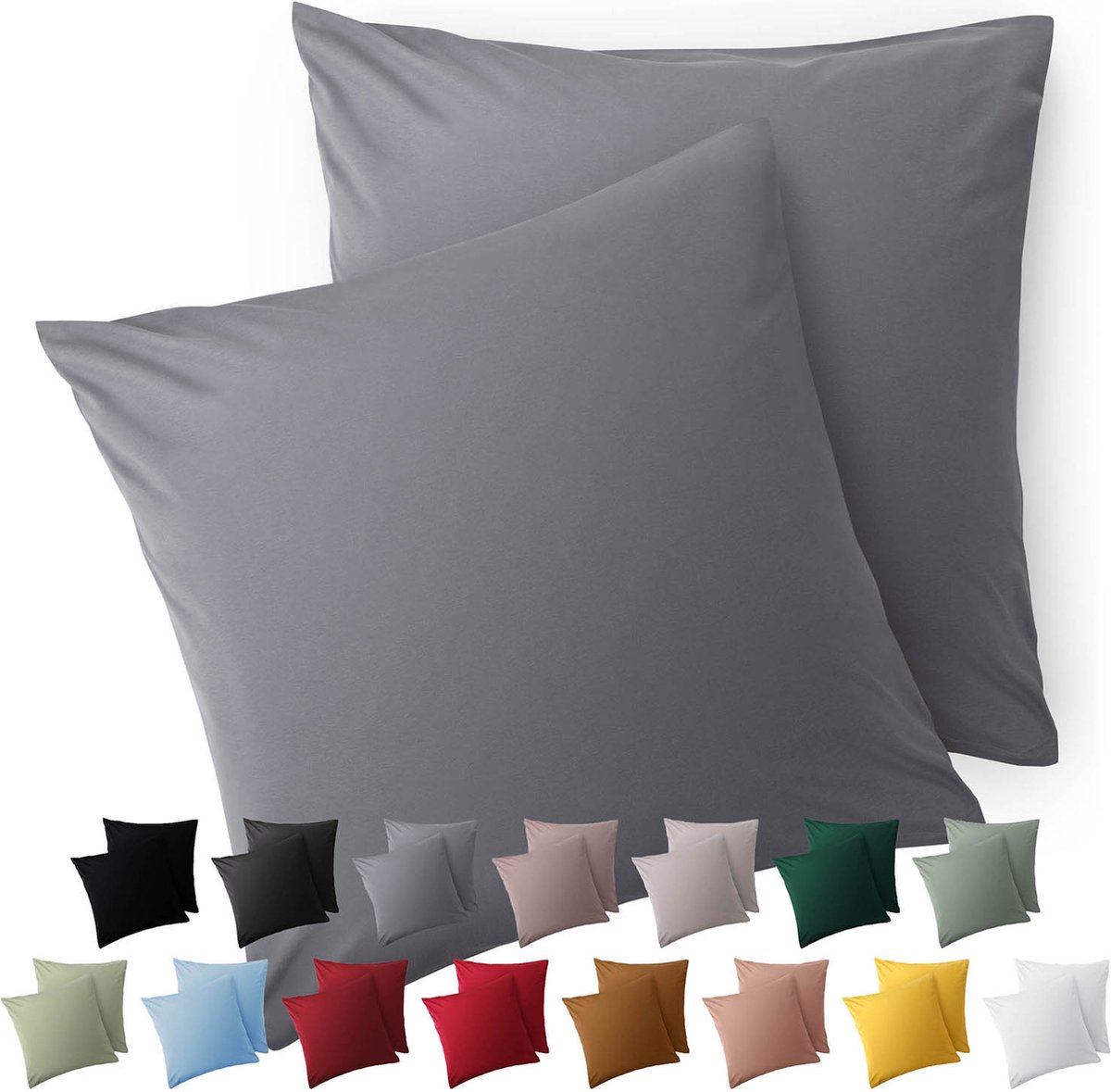 Blumtal Kussensloop Microvezel Kussenhoes 80 x 80 cm - Grijs - Set van 2