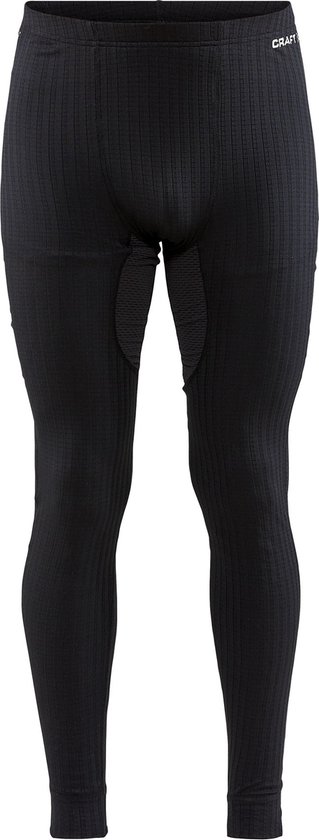 Zwarte thermobroek voor heren met ribbelstructuur, naden op de knieën en mesh-inzetstukken.