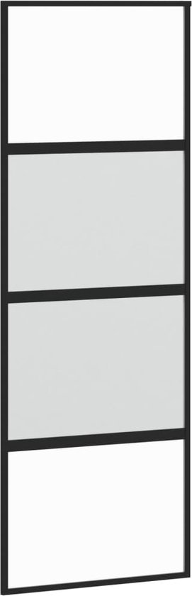 vidaXL - Schuifdeur - 76x205 - cm - gehard - glas - en - aluminium - zwart