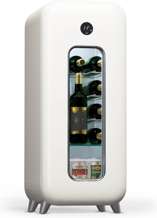 Klarstein vrijstaande wijnkoelkast 1 zone, drankkoelkast klein, kleine wijnkoelkast, wijn koelkast klein met glazen deur, indoor/outdoor flessenkoelkast, wine fridge, 15 flessen