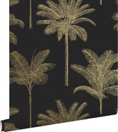 ESTAhome behang palmbomen zwart en goud - 139322 - 0,53 x 10,05 m