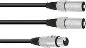 Omnitronic 30225204 XLR Adapterkabel [1x XLR-bus 3-polig - 2x XLR-stekker 3-polig] 1.00 m Zwart