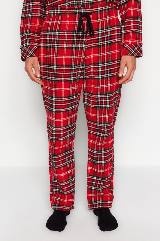 Trendyol Mannen Standaard mouw Kraag Rode, geruite pyjamaset voor heren,  met normale... | bol