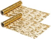 Chaks Tafelloper op rol - 2x - goud - 29 x 500 cm - polyester