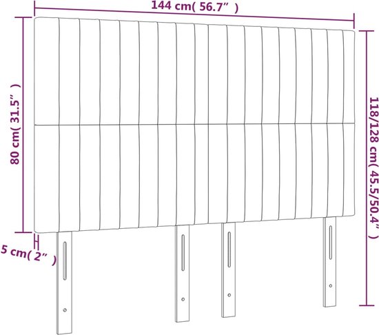 vidaXL Tête de lit LED 144x5x118/128 cm Tissu Taupe - Tête de lit - Têtes de lit - Tête de lit - Tête de lit en bois