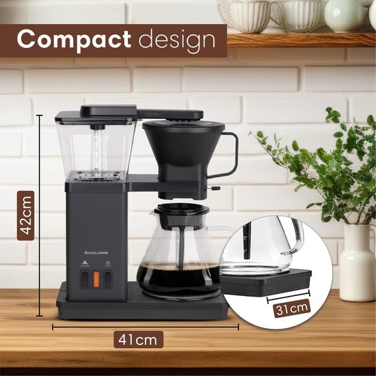 CoolHome Masterbrew Koffiezetapparaat - Koffiezetapparaat Filterkoffie - Met Blooming Functie - Zwart