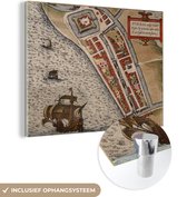 Plan de la ville historique de la ville frisonne de Stavoren Plexiglas - Carte 80x60 cm - Tirage photo sur Glas (décoration murale en plexiglas)