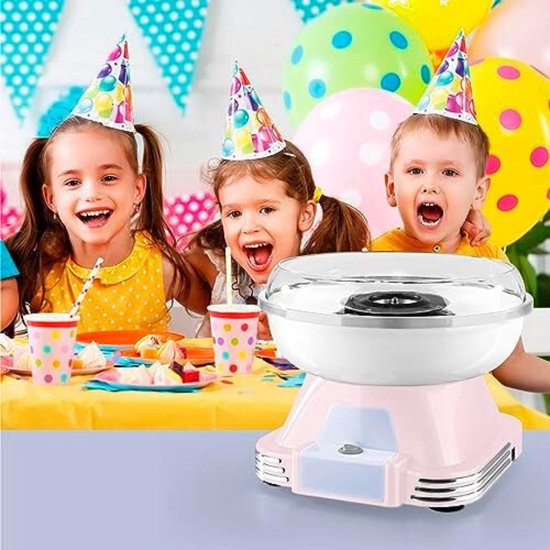 Suikerspinmachine voor thuis, machine met suikerspin sticks en maatlepel voor kinderverjaardag, suikerspinmachine (roze
