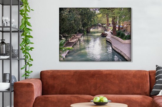 Peintures sur toile Rivière - Ville - Texas - 120x90 cm - Décoration murale