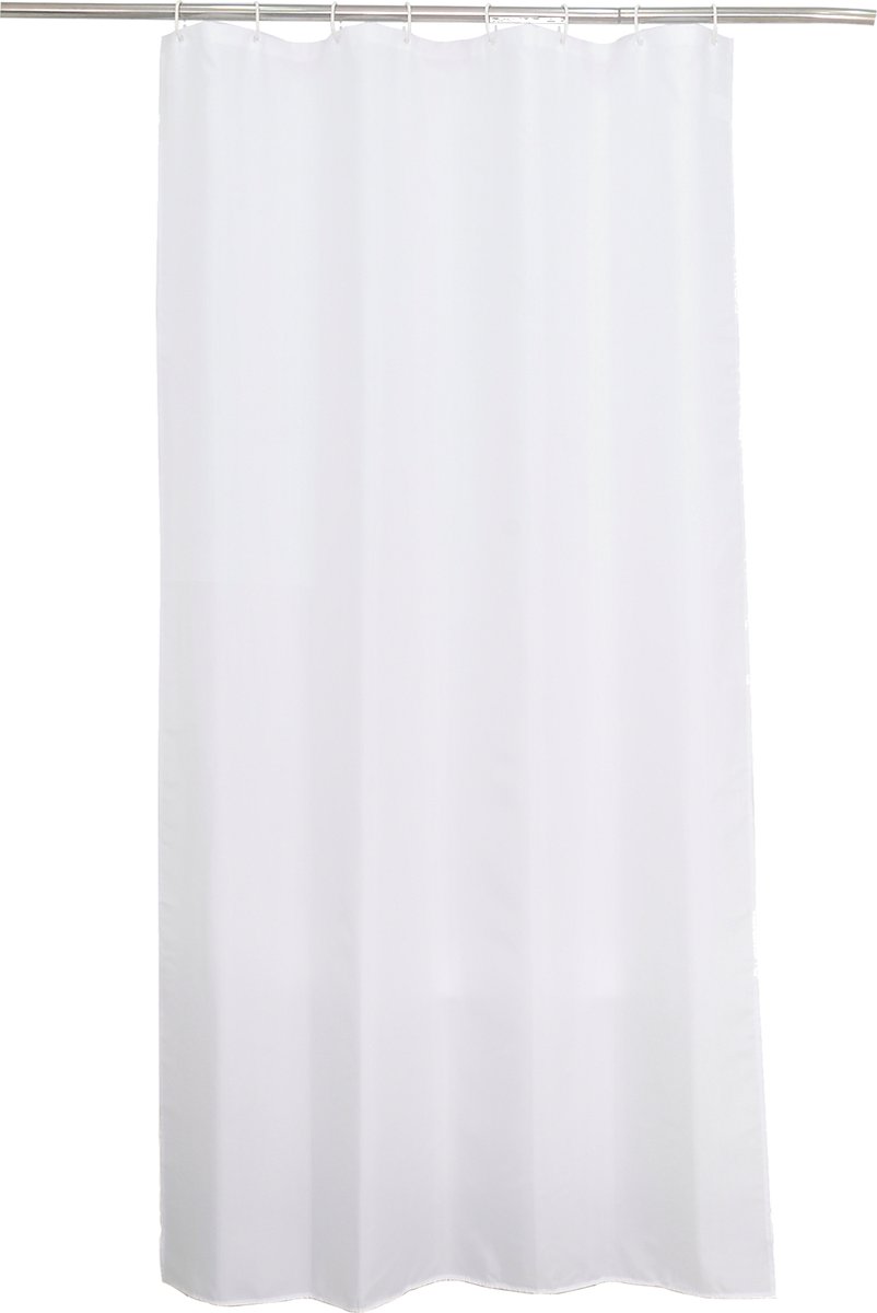 SENSEA - Textiel douchegordijn - Wasbaar badgordijn - Waterdicht Schimmelbestendig - Happy - Wit - B.120 x H.200 cm