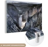 MuchoWow® Glasschilderij 180x120 cm - Schilderij acrylglas - De bergkam van het Nationaal park Yellowstone - Foto op glas - Schilderijen