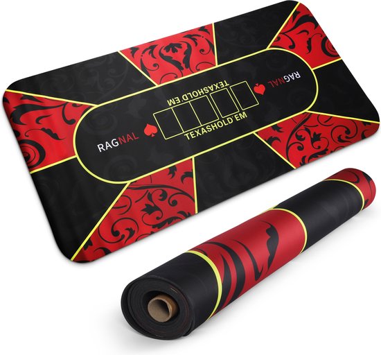 Tapis De Poker Professionnel Texas Hold'em 180x90 Cm – 3 Mm D'épaisseur, Bord Cousu, Antidérapant, Avec Sac De Transport
