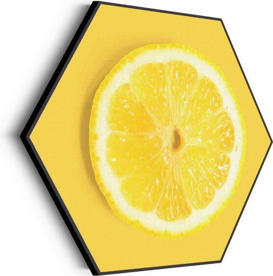 Akoestisch Schilderij Citroenschijfje Hexagon Basic M (60 X 52 CM) - Akoestisch paneel - Akoestische Panelen - Akoestische wanddecoratie - Akoestisch wandpaneel