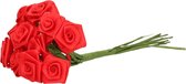 Rayher Decoratie roosjes satijn - bosje van 12 stuks - rood - 12 cm - hobby/DIY bloemetjes
