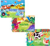 Busy book Deal Set - Montessorri Quite book x3 - Activiteiten Boek - Boerderij + Verkeer + Dino Stickerboeken