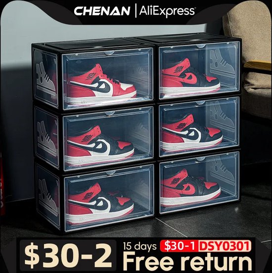 Attelite Clear Shoe Box, Set of 8, Stackable Plastic Shoe Box with Clear Door, as Shoe Box and Shoe Box on the Front for Display Sneakers, Easy Assembly