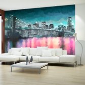 Fotobehangkoning - Behang - Vliesbehang - Fotobehang Schildering van New York - 200 x 140 cm