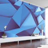 Fotobehangkoning - Behang - Vliesbehang - Fotobehang Blauwe 3D Muur - Royal blue - 350 x 245 cm