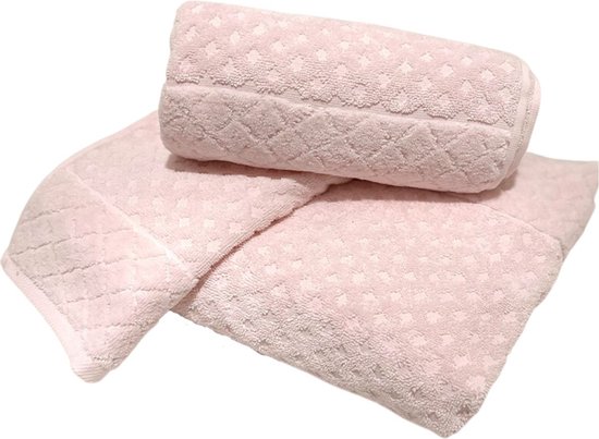 Set de Handdoeken Thaulyo - Rose - 1x serviette de bain & 1x serviette à main & 1x serviette invité + gant de toilette gratuit