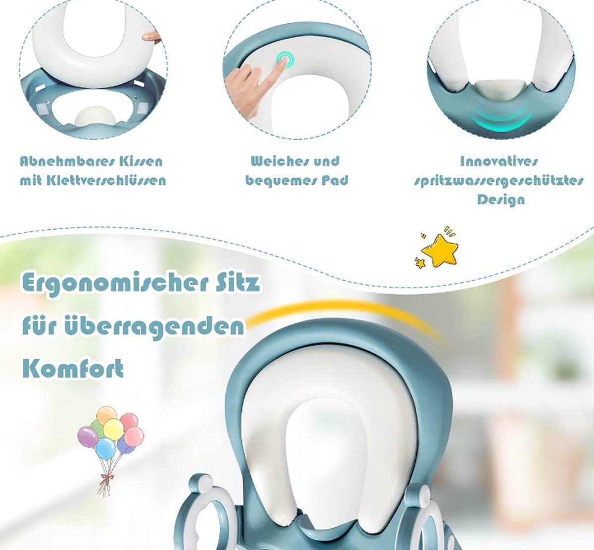 Toiletbril voor kinderen, met trede, 5 cm, toiletpotje voor baby's