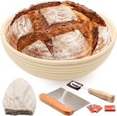 10 paniers à pain ronds pour le levain, comprenant une doublure en lin, un grattoir à pâte en métal, un couteau à rainurer et un étui, des lames supplémentaires, un bol de cuisson pour lever la pâte, des cadeaux artisanaux