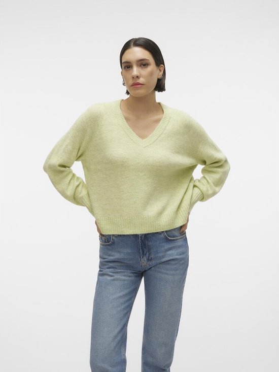 Vero Moda Vmellylefile Ls V-Neck Pullover Reed GROEN S