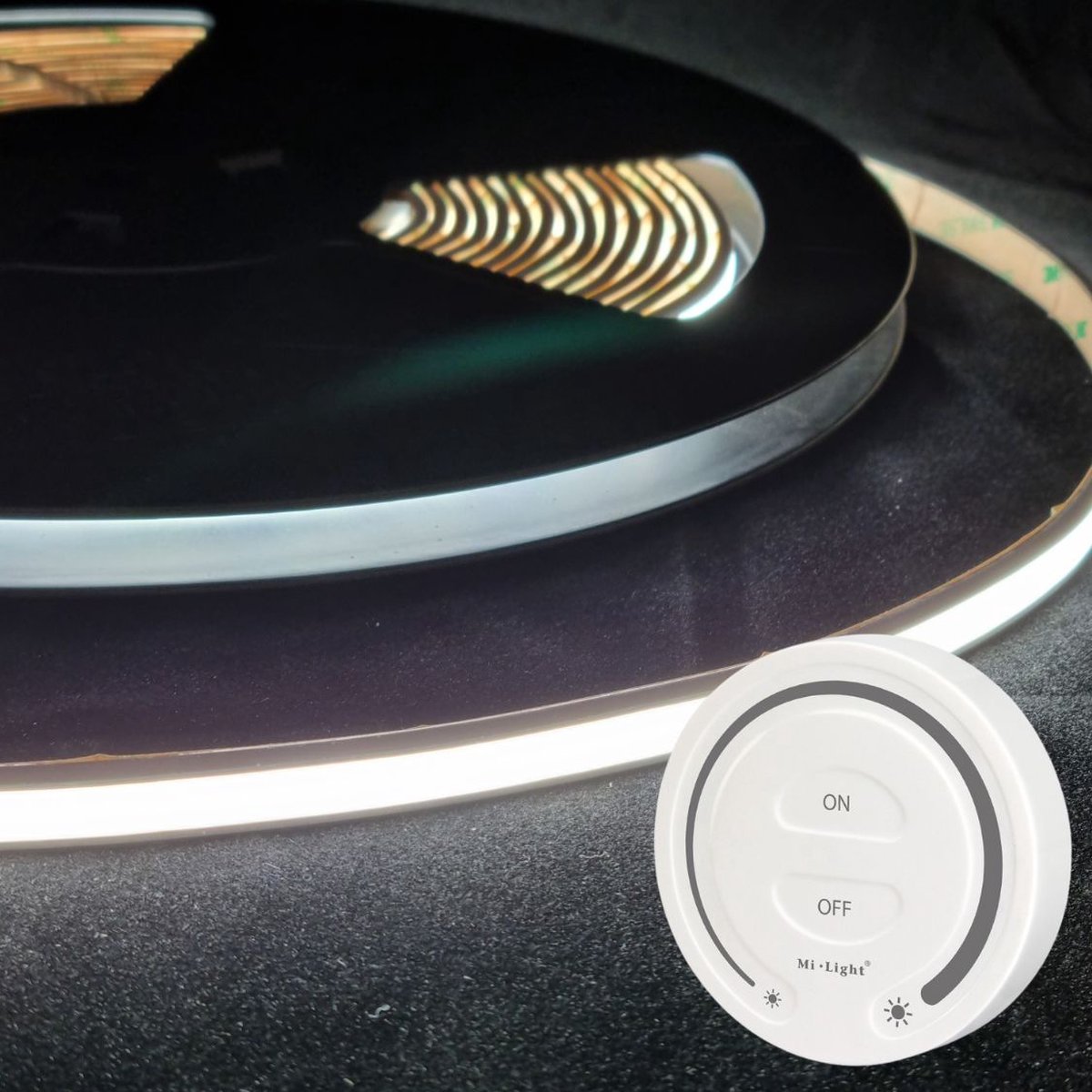 LED Strip COB - 10 Meter - Complete Set - 6000k - Koud Wit - 24V - IP68 Waterdicht - 480LED/m - Met Draadloze Mi-Light(MiBoxer) Touch Wandbediening(Wit)