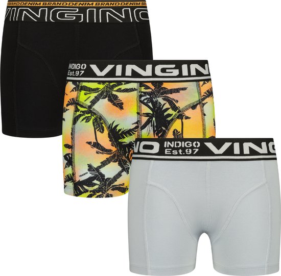 Vingino Boxer B-241-2 Palm 3 pack Jongens Onderbroek - Deep Black - Maat S