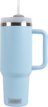 LaCardia Tumbler Blauw avec poignée et paille - Bouteille d'eau - Tasse thermos - gourde - 1,2 Litre - Bleu clair