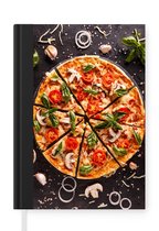 Notitieboek - Schrijfboek - Pizza - Groente - Kruiden - Keuken - Industrieel - Notitieboekje klein - A5 formaat - Schrijfblok