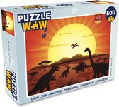 Puzzel Dino - Zon - Natuur - Tekening - Kinderen - Jongens - Legpuzzel - Puzzel 500 stukjes