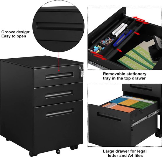 ORAGNISEUR CASIER 5 TIROIRS CLASSEUR DOSSIER BUREAU RANGEMENT