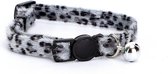 Nobleza kattenhalsband dierenprint - Kattenhalsbanden - Kattenhalsbandje luipaardprint - Halsband kat dierenmotief - Klikhalsband kat - Kittenhalsband met belletje - Grijs