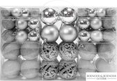 Boender Outdoor - Kerstballen Set Zilver - 100 Kunststof Kerstballen - Verschillende Afwerkingen - Ø 3/4/6 cm