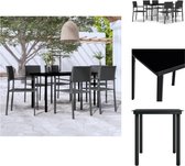 vidaXL Tuinset - Rattan-look - 140 x 70 x 74 cm - 6 stoelen - Zwart - Tuinset