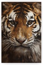 Tijger poster 60x90 cm - Tijger wanddecoratie - Muurdecoratie tijger - Staand schilderij - Dieren - Tijgers - Tijger schilderijen - Decoratie muur binnen - Slaapkamer accessoires