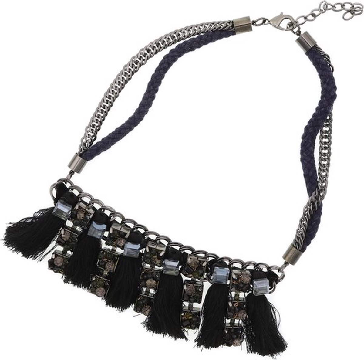 Behave Dames statement ketting blauw 50 cm