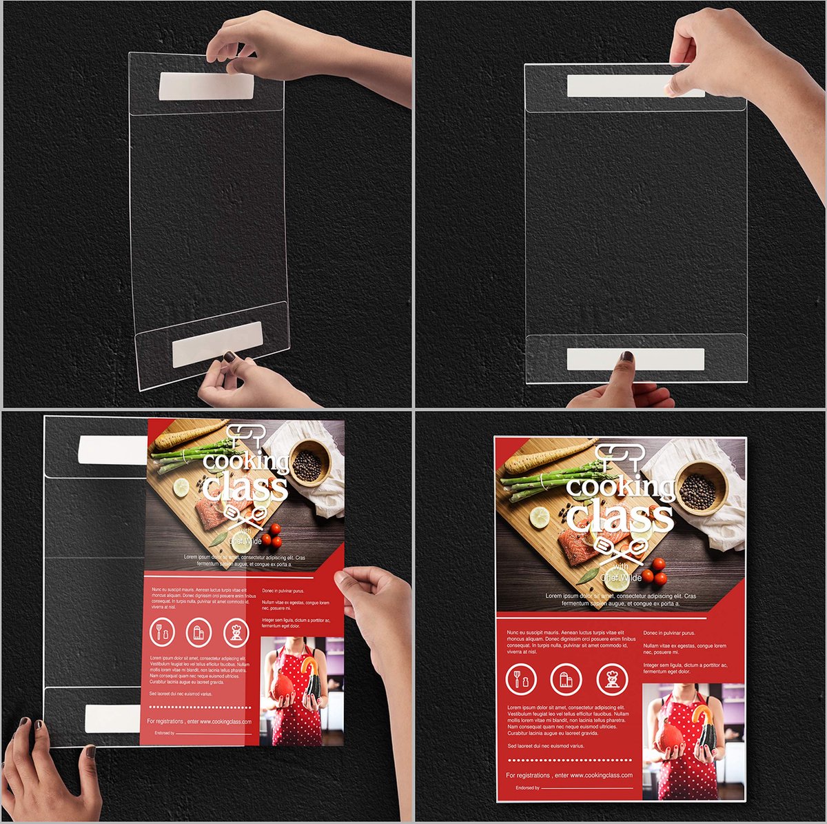 Lot de 3 supports muraux en acrylique pour magazines et brochures - Support  mural pour menus, publicités et dépliants
