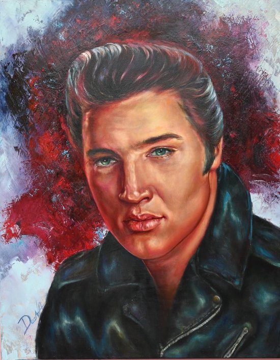 Schilderij glas Elvis Presley - Artprint op acrylglas - breedte 100 cm. x hoogte 125 cm. - Kunst op glas - MyDeaNA