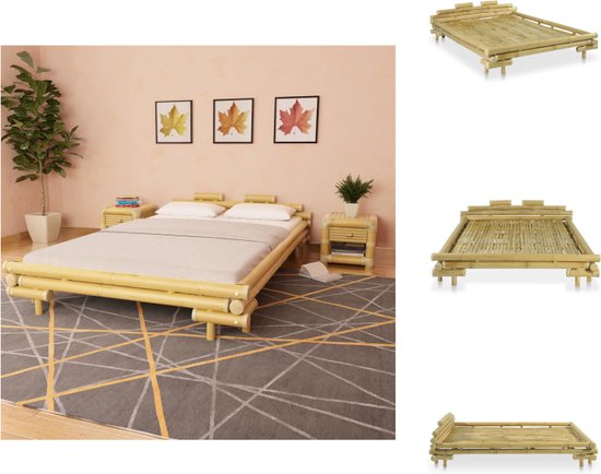 vidaXL Bamboe Bed - 221 x 161 x 58 cm - Natuurlijk rattan - Incl -  lattenbodem -... | bol