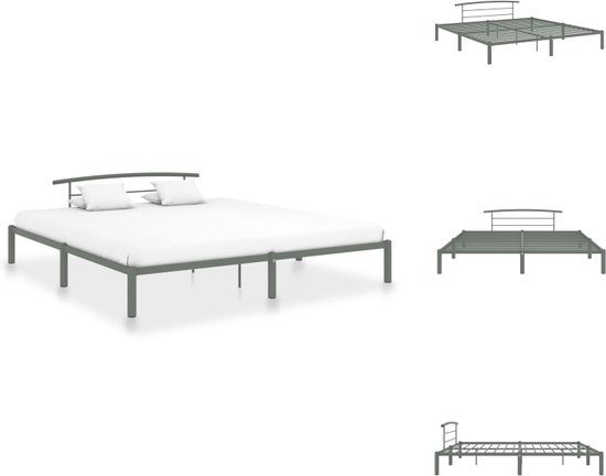 vidaXL Metalen Bedframe - Grijs - 210 x 210 x 63 cm - Geschikt voor 200 x 200 cm Matras - Bed
