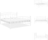 vidaXL Metalen Bedframe - onbekend - Bedframe - Afmetingen- 208 x 146 x 99.5 cm - Kleur- wit - Materiaal- gepoedercoat metaal - Geschikt voor matras van 140x200 cm - Inclusief lattenbodem - Montage vereist - Bed