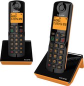 Alcatel S280 DUO DECT-telefoon Nummerherkenning Zwart, Oranje met nummerherkenning en verlicht display