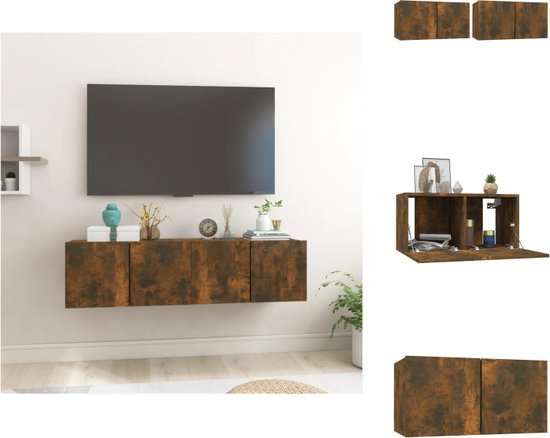 vidaXL Hangend Tv-meubel - Gerookt Eiken - 60 x 30 x 30 cm - 2 stuks - Kast